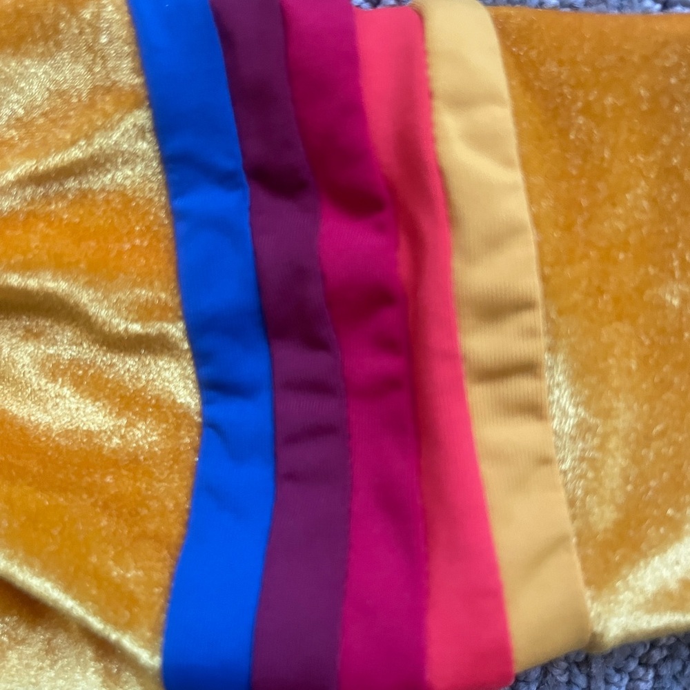Aviator Nation Gold Yellow Velvet Triangle Bikini with Rainbow Stripes - Picture 2 of 6